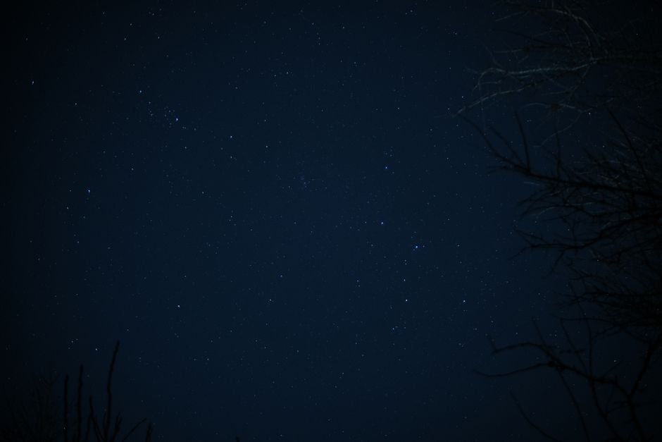 Ciel nocturne étoilé au-dessus d’une silhouette